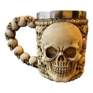 3D Resin Skull Stainless Steel Mug 16oz Gothic Halloween Drinkware Gift